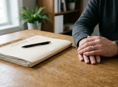 Medical documents and adult hands, representing the legal process in an infant wrongful death case.