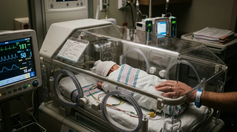 Neonatal intensive care unit equipment used in the monitoring and treatment of newborns with hypoxic-ischemic encephalopathy.